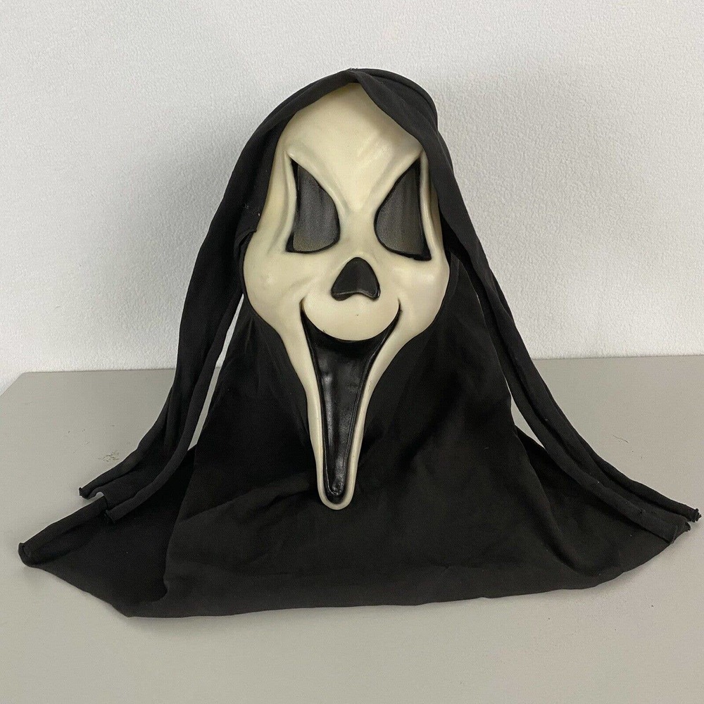 Scream Mask Ghostface Fun World Div Chin Stamp Hood Happy Ghost Vintage 90s Glow